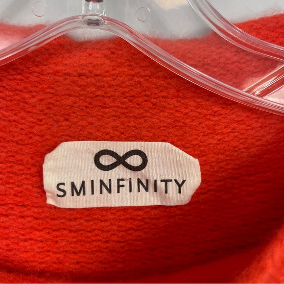 SMINFINITY 100% Cashmere Orange Thick Heavy Chunky Knit Boxy Mock Neck Sweater M - Picture 3 of 16